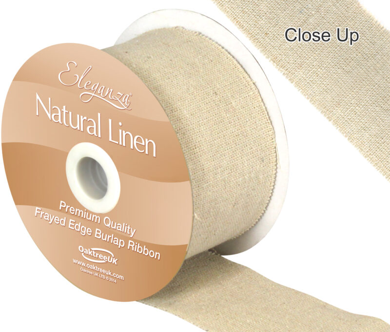 R021911 Eleganza Natural Linen Frayed Edge 50mm x 10m - Colour Natural